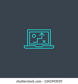 digital strategy concept blue line icon. Simple thin element on dark background. digital strategy concept outline symbol design. Can be used for web and mobile UI/UX