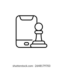 Digital Strategy Concept Presenting Chess Pawn And Smartphone Interface