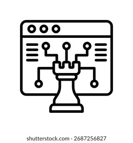 Línea de icono de estrategia digital Ilustración vectorial
