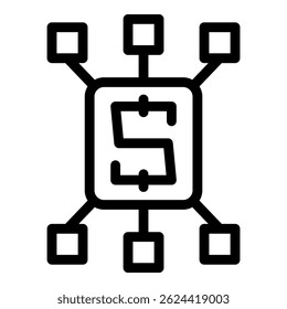 Digital strategy icon representing online business planning through organized interconnected elements