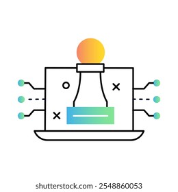 Digital Strategy Icon – Screen with Strategic Plan Elements, Representing Planning and Goal Setting in Technology