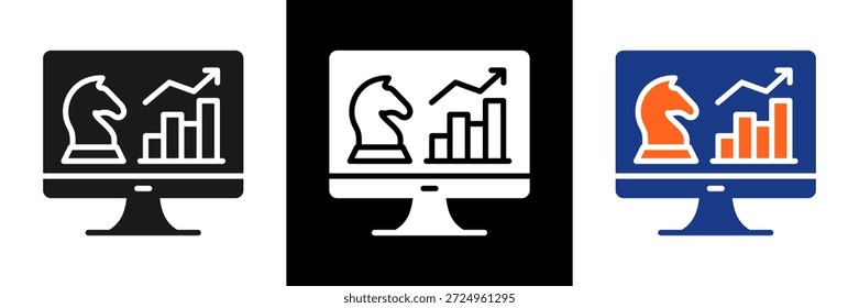 Conjunto de iconos de estrategia digital Ilustración vectorial de glifos
