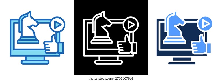 Ilustração de vetor de estilo triplo de ícone de estratégia digital