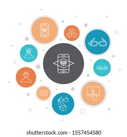 digital strategy Infographic 10 steps bubble design. internet, SEO, content marketing, mission simple icons