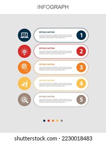 digital strategy, innovation, internet, SEO, SEM icons Infographic design template. Creative concept with 5 steps