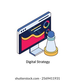 Digital Strategy isometric Colored illustration. EPS File stock illustration
