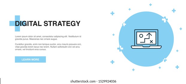 digital strategy line icon. Simple icon, banner outline template concept. digital strategy line icon. Simple line illustration
