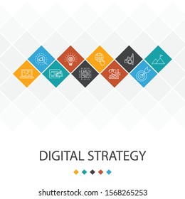 digital strategy trendy UI template infographics concept. internet, SEO, content marketing, mission icons