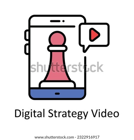 Digital Strategy Video Filled Outline Icon Design illustration. Online Steaming Symbol on White background EPS 10 File