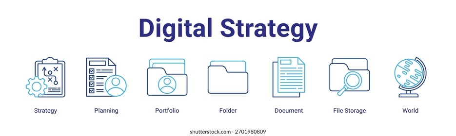 Digitale Strategie Web-Banner-Symbol-Element für das Design in einer Sammlung