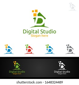 Digital Studio Letter D for Digital Marketing Financial Advisor or Invest Vector Logo Design Icon