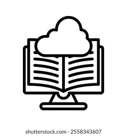 Digital Study Materials Vector Lineal Icon on white background.