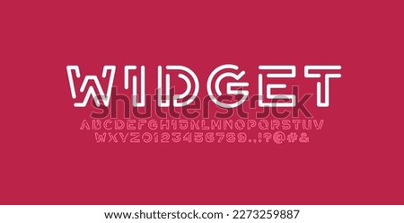 Digital style alphabet, font from rounded line, letters and numbers made in linear style, vector illustration 10EPS