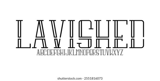 Digital style alphabet, font from segment rounded thin line, minimal linear style letters and numbers, part three, vector illustration 10EPS
