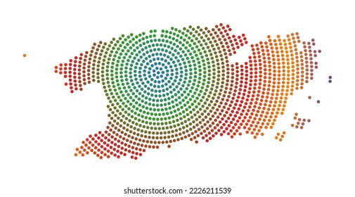 Digital style dotted map of the island of Vis, Croatia, with gradiented dots. Superb vector illustration.