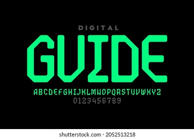 Digital style font design, alphabet letters and numbers vector illustration