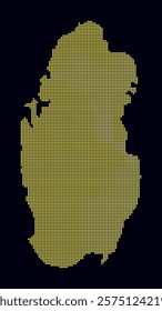 Digital style map of the country on dark background. Qatar shape with circle dots. Colored dots style. Small size circles. Awesome vector illustration.