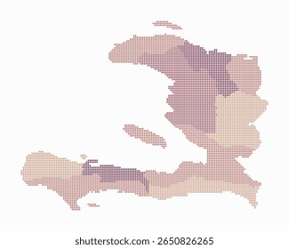 Mapa punteado de Haití. Mapa de estilo digital del país sobre fondo blanco. Forma de Haití con puntos cuadrados. Estilo de puntos de colores. Pequeños cuadrados de tamaño. Ilustración vectorial moderna.