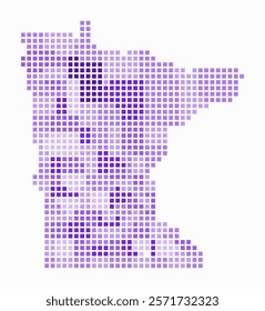 Digital style map of the state of Minnesota on white background. Minnesota shape with square dots. Colored dots style. Large size squares. Simple vector illustration.