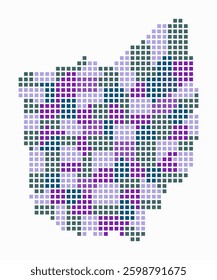 Digital style map of the state of Ohio on white background. Ohio shape with square dots. Colored dots style. Large size squares. Artistic vector illustration.