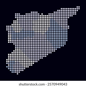 Digital style map of Syria on dark background. Syria shape with circle dots. Colored dots style. Large size circles. Creative vector illustration.