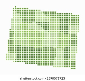Digital style map of Wyoming state on white background. Wyoming shape with square dots. Colored dots style. Large size squares. Beautiful vector illustration.