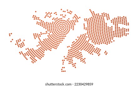 Mapa con puntos de Malvinas. Forma de estilo digital de Malvinas. Icono tecnológico del país con puntos degradados. Ilustración vectorial limpia.