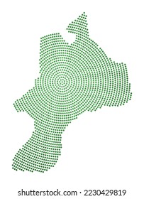 Digital style shape of Mayreau. Tech icon of the island with gradiented dots. Radiant vector illustration.