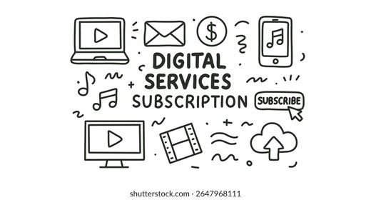 digital subscription and service management vector illustration