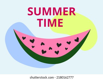 Digital summer fruit vector abstract image. Watermelon. Horizontal eps design template for textile print, card, poster, banner