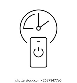 Vector digital de la línea de compromiso de la tecnología de la puesta del sol. Signo digital de compromiso de la tecnología de la puesta del sol. Ilustración negra aislada del símbolo del contorno