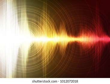 Digital Super Earthquake Wave with Circle Vibration on Light Red and gold background,technology concept,design for music industry,Vector,Illustration.