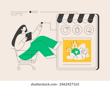 Digital supermarket abstract concept vector illustration. Digital purchase, information technology, online payment, grocery store, mobile retail application, shopping discount abstract metaphor.
