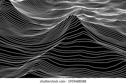 Digital surface made of lines. Abstract technology illustration.