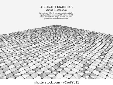 Digital surface, vector illustration for minimalistic design . Network connections with points and lines. Abstract technology background.