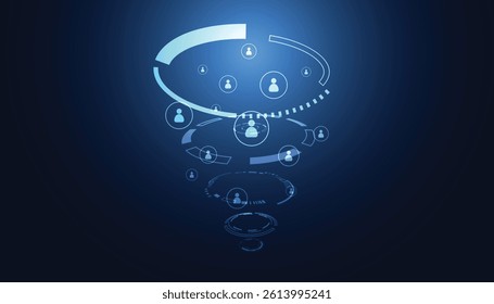 Digital swirl of network connections symbolizing data flow and communication in modern tech landscapes.