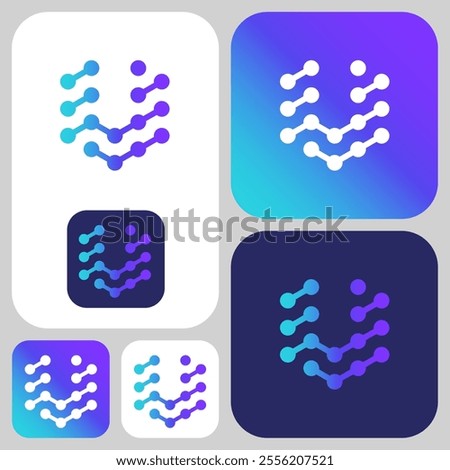 Digital symbol formation that forms the letter U. Very futuristic, edgy, but still elegant. Tech companies like crypto currency, computers, internet, perfectly use this logo.
