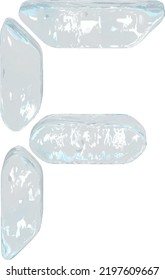 Digital symbol made of ice. letter f