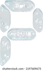 Símbolo digital hecho de hielo. letra p