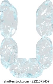 Digital symbol made of ice. letter u