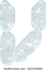 Digital symbol made of ice. letter v