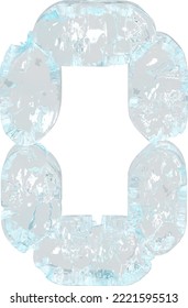 Digital symbol made of ice. letter o