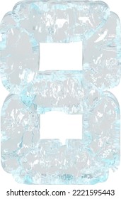 Digital symbol made of ice. number 8