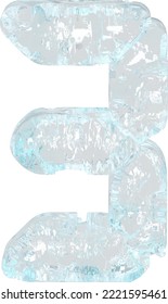 Símbolo digital hecho de hielo. número 3