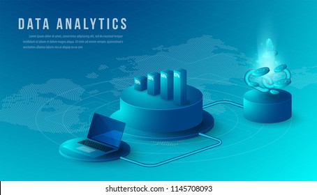 Digital system analysis of business. Business growth graph. Online wallet. Electronic online payment systems.Digital technologies in business. Digital money transfers. vector Isometric illustration.