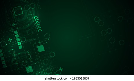 Sistemas digitales que están calculando datos en un fondo verde oscuro.