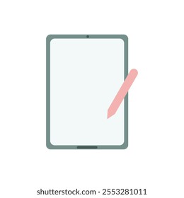 Digital tab flat icon, tab with pencil icon vector design illustration, digital drawing icon, digital tablet vector design illustration. 