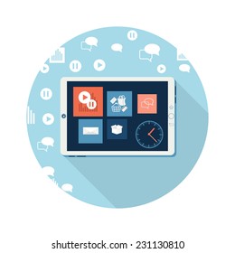 Digital tablet with applications for business, shopping, communication