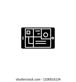 Digital tablet black icon concept. Digital tablet flat  vector symbol, sign, illustration.