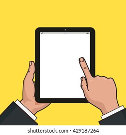 Digital tablet in businessman hands.
